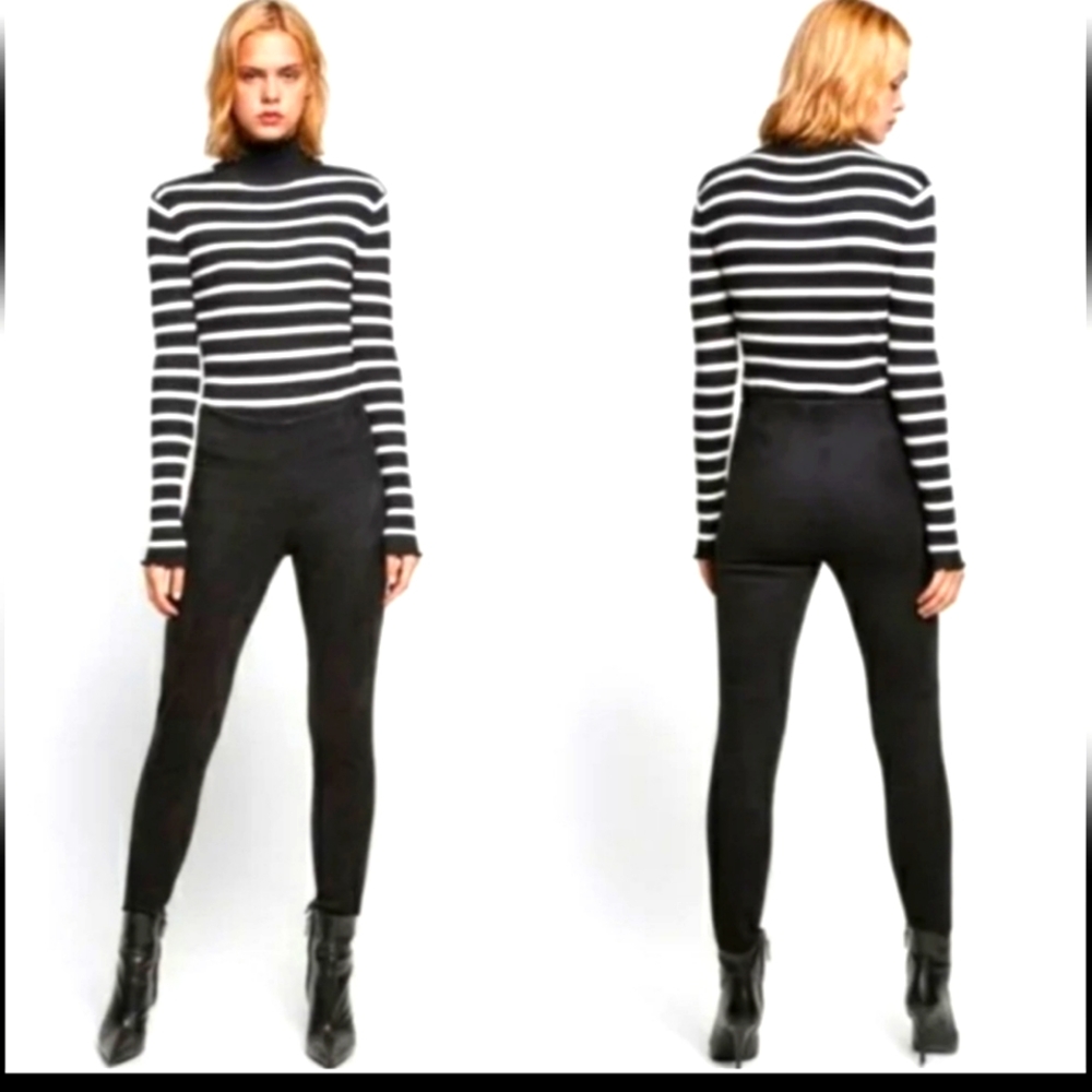 Zara black faux suede pants